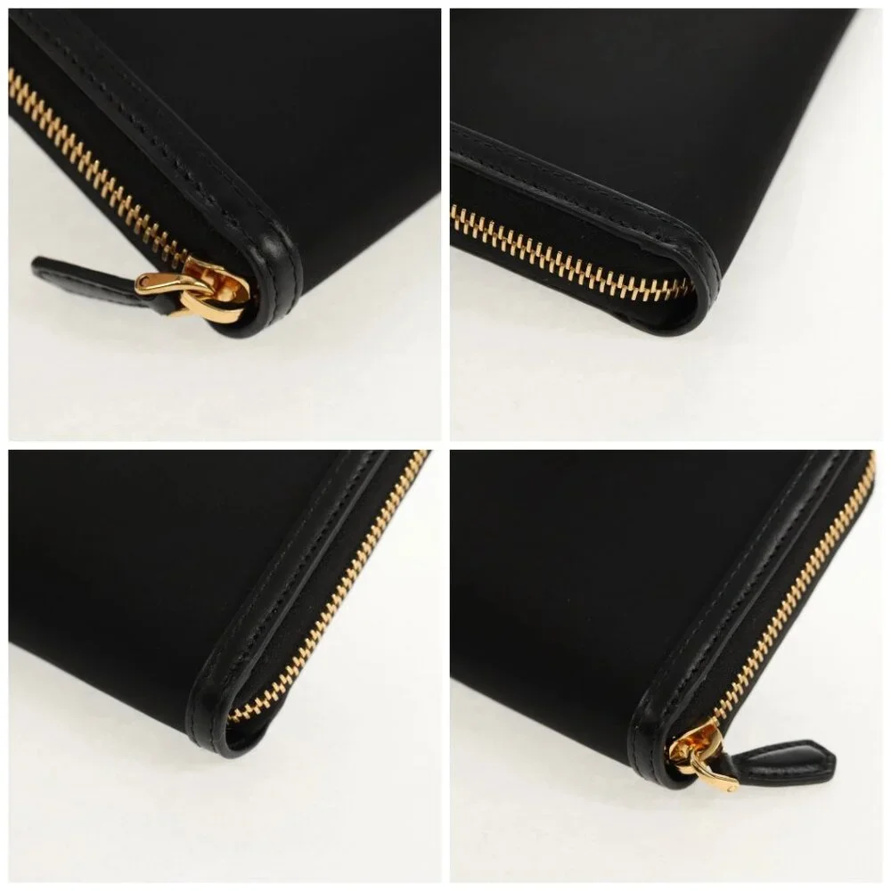 PRADA Long Wallet Leather Nylon Black Gold 1ML506 Auth am10026V - Picture 14 of 16